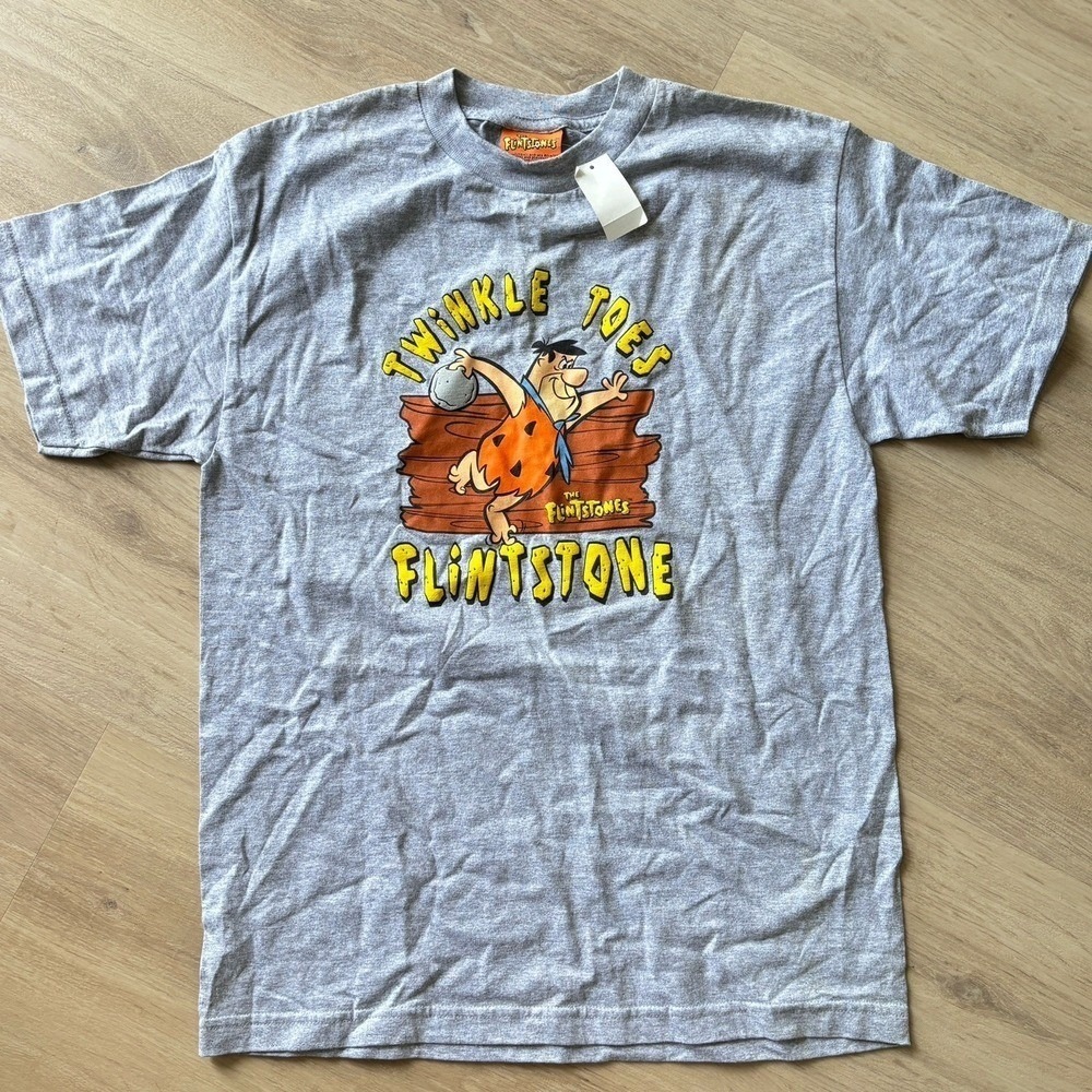 The Flintstones Fred Flintstone Twinkle Toes Bowling T-Shirt Gray‎ Hanna-Barbera